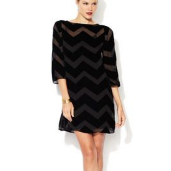 Alice + Olivia Audrina Chevron Silk Tunic Dress XS